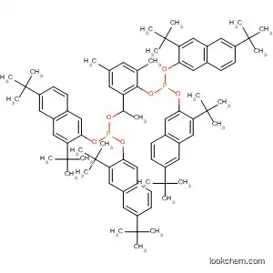 Molecular Structure of 184373-48-6 (Phosphorous acid,
1-[2-[[bis[[3,6-bis(1,1-dimethylethyl)-2-naphthalenyl]oxy]phosphino]oxy]-
3,5-dimethylphenyl]ethyl bis[3,6-bis(1,1-dimethylethyl)-2-naphthalenyl]
ester)