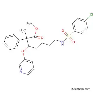 Molecular Structure of 184419-54-3 (Benzenepropanoic acid,
4-[1-[[[(4-chlorophenyl)sulfonyl]amino]methyl]-4-(3-pyridinyloxy)butyl]-,
methyl ester)