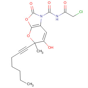 5H-Pyrano[3,2-d]oxazole-1(2H)-carboxamide, N-(chloroacetyl)-5-(1-heptynyl)tetrahydro-6-hydroxy-5-methyl-2-oxo-