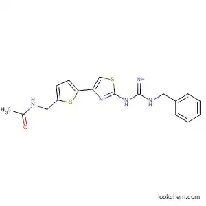 Molecular Structure of 184581-54-2 (Acetamide,
N-[[5-[2-[[imino[(phenylmethyl)amino]methyl]amino]-4-thiazolyl]-2-thienyl]
methyl]-)