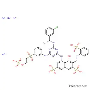 Molecular Structure of 184776-48-5 (2,7-Naphthalenedisulfonic acid,
5-[[4-[(3-chlorophenyl)ethylamino]-6-[[3-[[2-(sulfooxy)ethyl]sulfonyl]phenyl
]amino]-1,3,5-triazin-2-yl]amino]-4-hydroxy-3-[(2-sulfophenyl)azo]-,
tetrasodium salt)