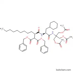 Molecular Structure of 184848-51-9 (Propanedioic acid,
[(1R)-1-[[[(1S)-2-[[2-(acetyloxy)-1,1-bis[(acetyloxy)methyl]ethyl]amino]-1-
(cyclohexylmethyl)-2-oxoethyl]amino]carbonyl]decyl]-, bis(phenylmethyl)
ester)
