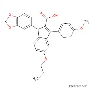 Molecular Structure of 184851-76-1 (1H-Indene-2-carboxylic acid,
1-(1,3-benzodioxol-5-yl)-2,3-dihydro-3-(4-methoxyphenyl)-5-propoxy-)