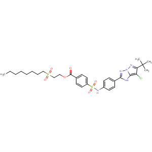 Molecular Structure of 184947-75-9 (Benzoic acid,
4-[[[4-[7-chloro-6-(1,1-dimethylethyl)-1H-pyrazolo[1,5-b][1,2,4]triazol-2-yl
]phenyl]amino]sulfonyl]-, 2-(octylsulfonyl)ethyl ester)