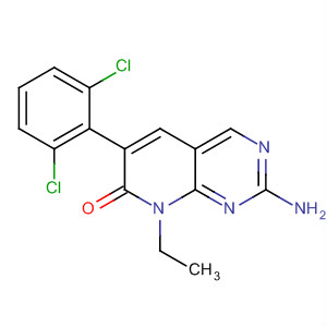 Molecular Structure of 185039-39-8 (Pyrido[2,3-d]pyrimidin-7(8H)-one,
2-amino-6-(2,6-dichlorophenyl)-8-ethyl-)