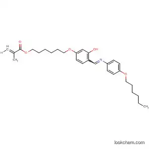 Molecular Structure of 185066-24-4 (2-Propenoic acid, 2-methyl-,
6-[4-[[[4-(hexyloxy)phenyl]imino]methyl]-3-hydroxyphenoxy]hexyl ester,
(E)-)