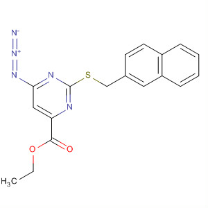 Molecular Structure of 185221-65-2 (4-Pyrimidinecarboxylic acid, 6-azido-2-[(2-naphthalenylmethyl)thio]-,
ethyl ester)