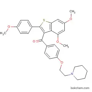 Molecular Structure of 185415-92-3 (Methanone,
[4,6-dimethoxy-2-(4-methoxyphenyl)benzo[b]thien-3-yl][4-[2-(1-piperidin
yl)ethoxy]phenyl]-)