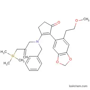 Molecular Structure of 185528-08-9 (2-Cyclopenten-1-one,
2-[6-(2-methoxyethyl)-1,3-benzodioxol-5-yl]-3-[(phenylmethyl)[2-[(trimeth
ylsilyl)methyl]-2-propenyl]amino]-)