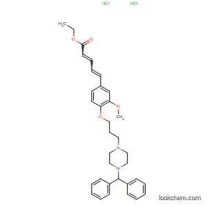 Molecular Structure of 188742-18-9 (2,4-Pentadienoic acid,
5-[4-[3-[4-(diphenylmethyl)-1-piperazinyl]propoxy]-3-methoxyphenyl]-,
ethyl ester, dihydrochloride)