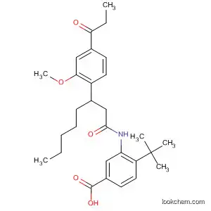 Molecular Structure of 189095-83-8 (Benzoic acid,
4-(1,1-dimethylethyl)-3-[[3-[2-methoxy-4-(1-oxopropyl)phenyl]-1-oxooctyl
]amino]-)