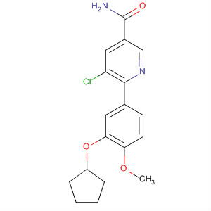 Molecular Structure of 189254-55-5 (3-Pyridinecarboxamide,
5-chloro-6-[3-(cyclopentyloxy)-4-methoxyphenyl]-)