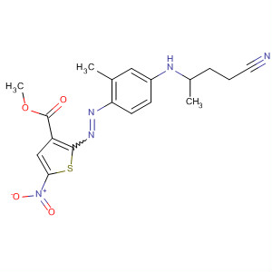 Molecular Structure of 189274-04-2 (3-Thiophenecarboxylic acid,
2-[[4-[(2-cyanoethyl)ethylamino]-2-methylphenyl]azo]-5-nitro-, methyl
ester)