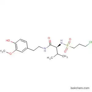 Molecular Structure of 189946-15-4 (Butanamide,
2-[[(3-chloropropyl)sulfonyl]amino]-N-[2-(4-hydroxy-3-methoxyphenyl)eth
yl]-3-methyl-, (2S)-)