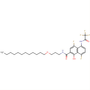 Molecular Structure of 191669-55-3 (2-Naphthalenecarboxamide,
N-[3-(dodecyloxy)propyl]-4,8-difluoro-1-hydroxy-5-[(trifluoroacetyl)amino
]-)