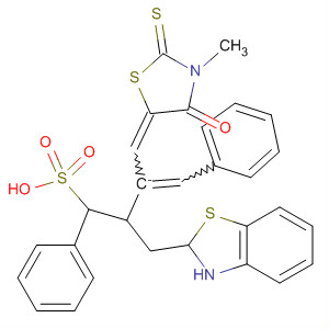 Molecular Structure of 191670-34-5 (3(2H)-Benzothiazolepropanesulfonic acid,
2-[1-[(3-methyl-4-oxo-2-thioxo-5-thiazolidinylidene)methyl]-2-phenylethyl
idene]-5-phenyl-)