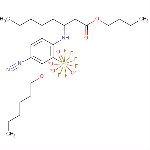 Molecular Structure of 191854-19-0 (Benzenediazonium, 4-[(2-butoxy-2-oxoethyl)hexylamino]-2-(hexyloxy)-,
hexafluorophosphate(1-))