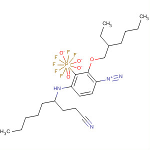 Molecular Structure of 191854-25-8 (Benzenediazonium, 4-[(2-cyanoethyl)hexylamino]-2-[(2-ethylhexyl)oxy]-,
hexafluorophosphate(1-))