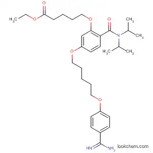 Pentanoic acid,
5-[5-[[5-[4-(aminoiminomethyl)phenoxy]pentyl]oxy]-2-[[bis(1-methylethyl)
amino]carbonyl]phenoxy]-, ethyl ester