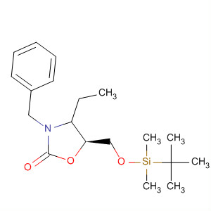 Molecular Structure of 192764-37-7 (2-Oxazolidinone,
5-[[[(1,1-dimethylethyl)dimethylsilyl]oxy]methyl]-4-ethyl-3-(phenylmethyl)-,
(5S)-)