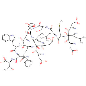Molecular Structure of 156704-70-0 (L-Threonine,
L-a-aspartyl-L-a-aspartyl-L-leucyl-L-methionyl-L-leucyl-L-seryl-L-prolyl-L-a-
aspartyl-L-a-aspartyl-L-isoleucyl-L-a-glutamyl-L-glutaminyl-L-tryptophyl-L-
phenylalanyl-)
