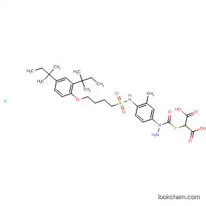 Molecular Structure of 193610-90-1 (Propanedioic acid, fluoro-,
mono[2-[4-[[[4-[2,4-bis(1,1-dimethylpropyl)phenoxy]butyl]sulfonyl]amino]
-3-methylphenyl]hydrazide], monopotassium salt)