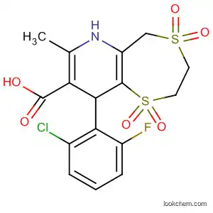 Molecular Structure of 313642-39-6 (5H-1,4-Dithiepino[6,5-b]pyridine-8-carboxylic acid,
9-(2-chloro-6-fluorophenyl)-2,3,6,9-tetrahydro-7-methyl-,
1,1,4,4-tetraoxide)