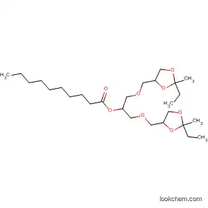 Molecular Structure of 396666-05-0 (Decanoic acid,
2-[(2-ethyl-2-methyl-1,3-dioxolan-4-yl)methoxy]-1-[[(2-ethyl-2-methyl-1,3-
dioxolan-4-yl)methoxy]methyl]ethyl ester)