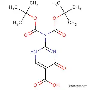 Molecular Structure of 397311-05-6 (5-Pyrimidinecarboxylic acid,
2-[bis[(1,1-dimethylethoxy)carbonyl]amino]-1,4-dihydro-4-oxo-)