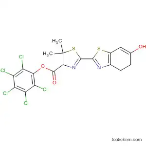 Molecular Structure of 397883-51-1 (4-Thiazolecarboxylic acid,
4,5-dihydro-2-(6-hydroxy-2-benzothiazolyl)-5,5-dimethyl-,
pentachlorophenyl ester)