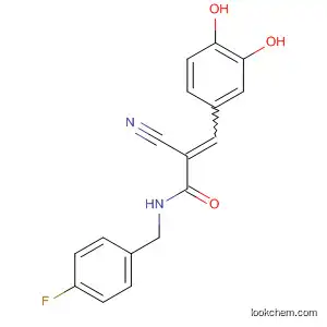 Molecular Structure of 169120-45-0 (2-Propenamide,
2-cyano-3-(3,4-dihydroxyphenyl)-N-[(4-fluorophenyl)methyl]-)