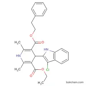 Molecular Structure of 400731-54-6 (3,5-Pyridinedicarboxylic acid,
4-(3-chloro-1H-indol-2-yl)-1,4-dihydro-2,6-dimethyl-, ethyl 2-phenylethyl
ester)