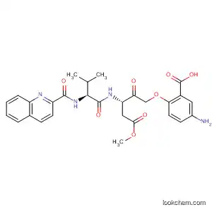Molecular Structure of 402592-56-7 (Benzoic acid,
5-amino-2-[(3S)-3-(2-methoxy-2-oxoethyl)-3-[[(2S)-3-methyl-1-oxo-2-[(2
-quinolinylcarbonyl)amino]butyl]amino]-2-oxopropoxy]-)