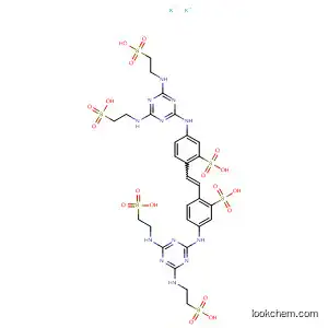 Molecular Structure of 195536-06-2 (Benzenesulfonic acid,
2,2'-(1,2-ethenediyl)bis[5-[[4,6-bis[(2-sulfoethyl)amino]-1,3,5-triazin-2-yl]
amino]-, dipotassium salt)