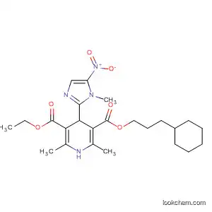 Molecular Structure of 196707-99-0 (3,5-Pyridinedicarboxylic acid,
1,4-dihydro-2,6-dimethyl-4-(1-methyl-5-nitro-1H-imidazol-2-yl)-,
3-cyclohexylpropyl ethyl ester)