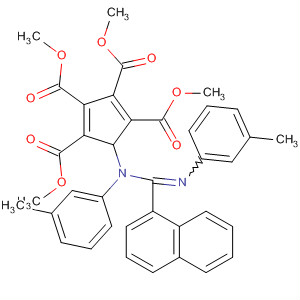 Molecular Structure of 197362-32-6 (1,3-Cyclopentadiene-1,2,3,4-tetracarboxylic acid,
5-[(3-methylphenyl)[[(3-methylphenyl)imino]-1-naphthalenylmethyl]amino
]-, tetramethyl ester)