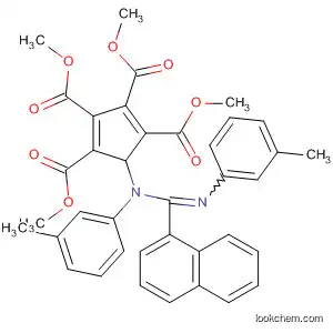 Molecular Structure of 197362-32-6 (1,3-Cyclopentadiene-1,2,3,4-tetracarboxylic acid,
5-[(3-methylphenyl)[[(3-methylphenyl)imino]-1-naphthalenylmethyl]amino
]-, tetramethyl ester)