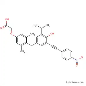 Molecular Structure of 447415-26-1 (Acetic acid,
[4-[[4-hydroxy-3-(1-methylethyl)-5-[(4-nitrophenyl)ethynyl]phenyl]methyl]-
3,5-dimethylphenoxy]-)