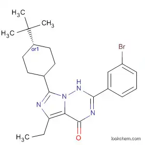 Molecular Structure of 477879-21-3 (Imidazo[5,1-f][1,2,4]triazin-4(1H)-one,
2-(3-bromophenyl)-7-[cis-4-(1,1-dimethylethyl)cyclohexyl]-5-ethyl-)