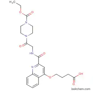 Molecular Structure of 478003-40-6 (1-Piperazinecarboxylic acid,
4-[[[[4-(3-carboxypropoxy)-2-quinolinyl]carbonyl]amino]acetyl]-, 1-ethyl
ester)