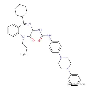 Molecular Structure of 478055-71-9 (Urea,
N-(5-cyclohexyl-2,3-dihydro-2-oxo-1-propyl-1H-1,4-benzodiazepin-3-yl)
-N'-[4-(4-phenyl-1-piperazinyl)phenyl]-)