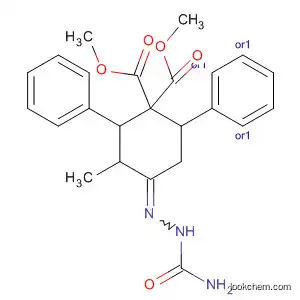 Molecular Structure of 478069-19-1 (1,1-Cyclohexanedicarboxylic acid,
4-[(aminocarbonyl)hydrazono]-3-methyl-2,6-diphenyl-, dimethyl ester,
(2R,3R,6S)-rel-)