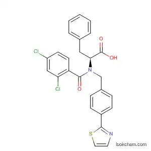 Molecular Structure of 478294-24-5 (L-Phenylalanine,
N-(2,4-dichlorobenzoyl)-N-[[4-(2-thiazolyl)phenyl]methyl]-)