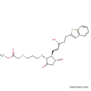 Molecular Structure of 478614-65-2 (Acetic acid,
[[3-[[(1R,2S,3R)-2-[(1E,3S)-5-benzo[b]thien-2-yl-3-hydroxy-1-pentenyl]-
3-hydroxy-5-oxocyclopentyl]thio]propyl]thio]-, methyl ester)