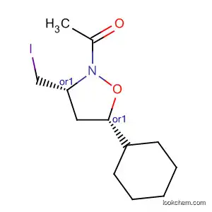 Molecular Structure of 503001-40-9 (Isoxazolidine, 2-acetyl-5-cyclohexyl-3-(iodomethyl)-, (3R,5S)-rel-)
