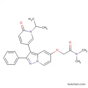 Molecular Structure of 537047-99-7 (Acetamide,
2-[[3-[1,6-dihydro-1-(1-methylethyl)-6-oxo-3-pyridinyl]-2-phenylpyrazolo[
1,5-a]pyridin-5-yl]oxy]-N,N-dimethyl-)