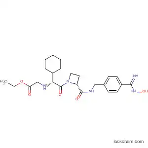 Molecular Structure of 557112-19-3 (Glycine,
N-[(1R)-1-cyclohexyl-2-[(2R)-2-[[[[4-[(hydroxyamino)iminomethyl]phenyl]
methyl]amino]carbonyl]-1-azetidinyl]-2-oxoethyl]-, ethyl ester)