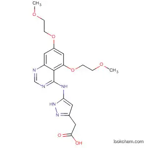 Molecular Structure of 557771-23-0 (1H-Pyrazole-3-acetic acid,
5-[[5,7-bis(2-methoxyethoxy)-4-quinazolinyl]amino]-)