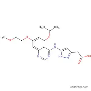 Molecular Structure of 557771-27-4 (1H-Pyrazole-3-acetic acid,
5-[[7-(2-methoxyethoxy)-5-(1-methylethoxy)-4-quinazolinyl]amino]-)