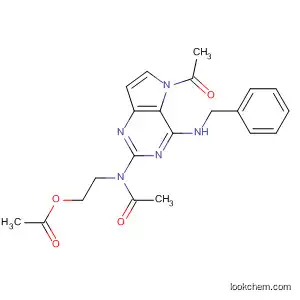 Molecular Structure of 561051-93-2 (Acetamide,
N-[2-(acetyloxy)ethyl]-N-[5-acetyl-4-[(phenylmethyl)amino]-5H-pyrrolo[3,
2-d]pyrimidin-2-yl]-)